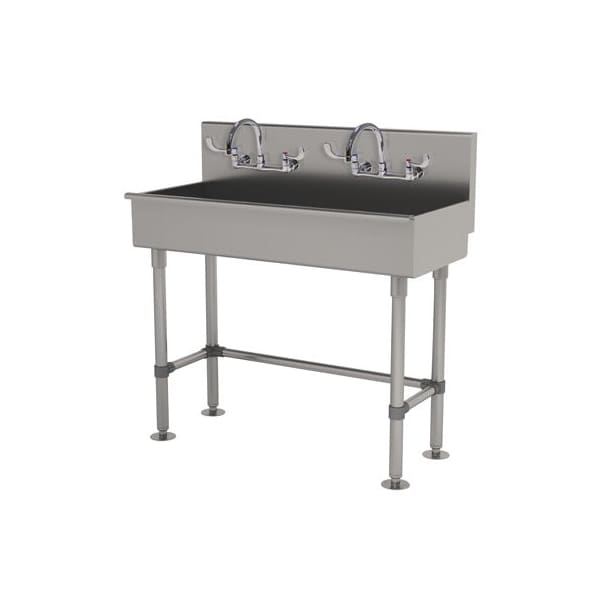 2 Stat 16 Ga. 304 SS ADA Floor Mt Square Corner Sink - Faucet Included
